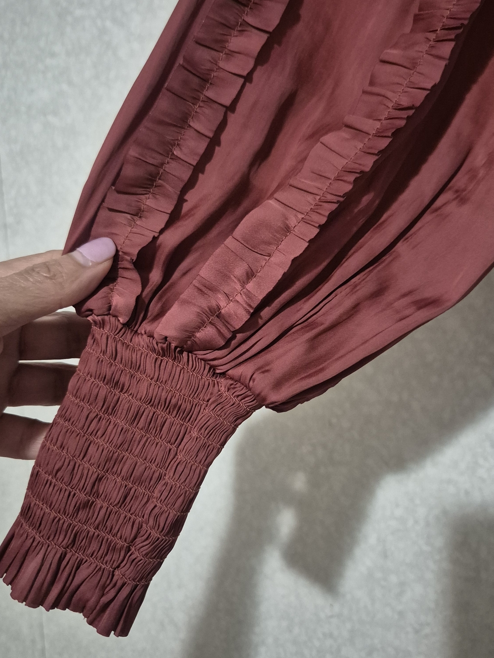 Ulla Johnson Women's Ruffle-Trim Long Sleeve Blouse - Desert Rose In Red-Size:4 - Picture 3 of 12